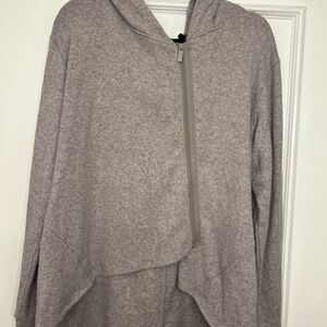 Betabrand beige asymmetrical hoddie